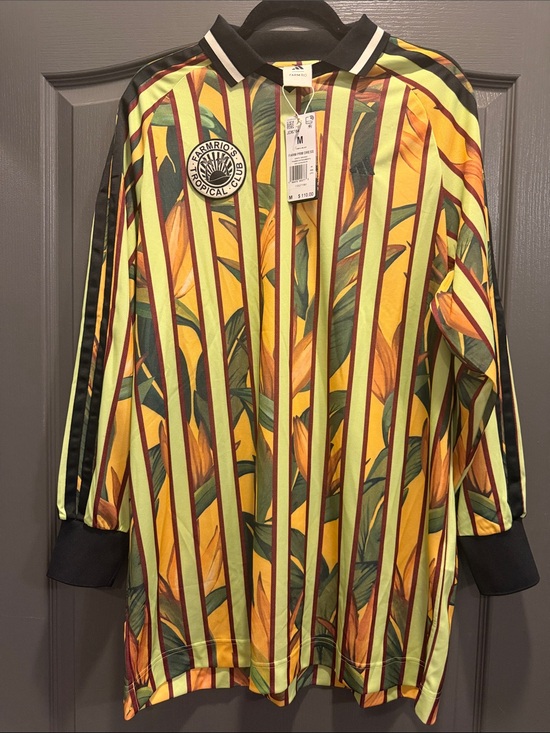 FARM Rio Dresses & Skirts - FARM Rio WOMEN’S M Tropical Stripe Polo Dress Yellow, Green, Black NWT